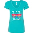 thumbnail image 3 of Inktastic Miami Florida Vacation Beach Trip Women's V-Neck T-Shirt, 3 of 5