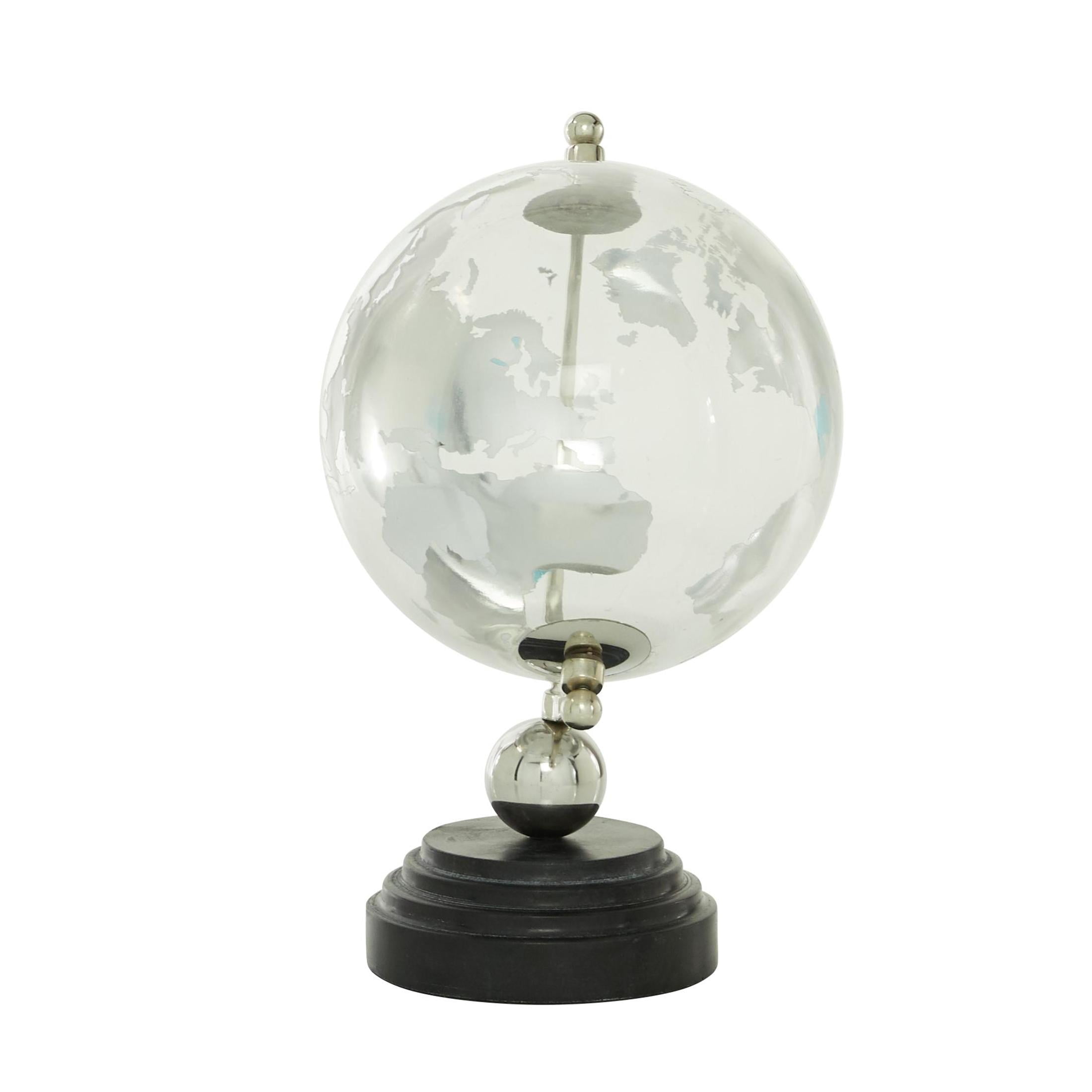 DecMode 8" Silver Globe with Marble Base and Tiered Base