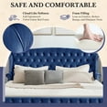 thumbnail image 5 of Christopher Knight Home King Size Velvet Upholstered Bed Frame, Wingback Headboard, Diamond Tufted, Navy Blue, 5 of 10