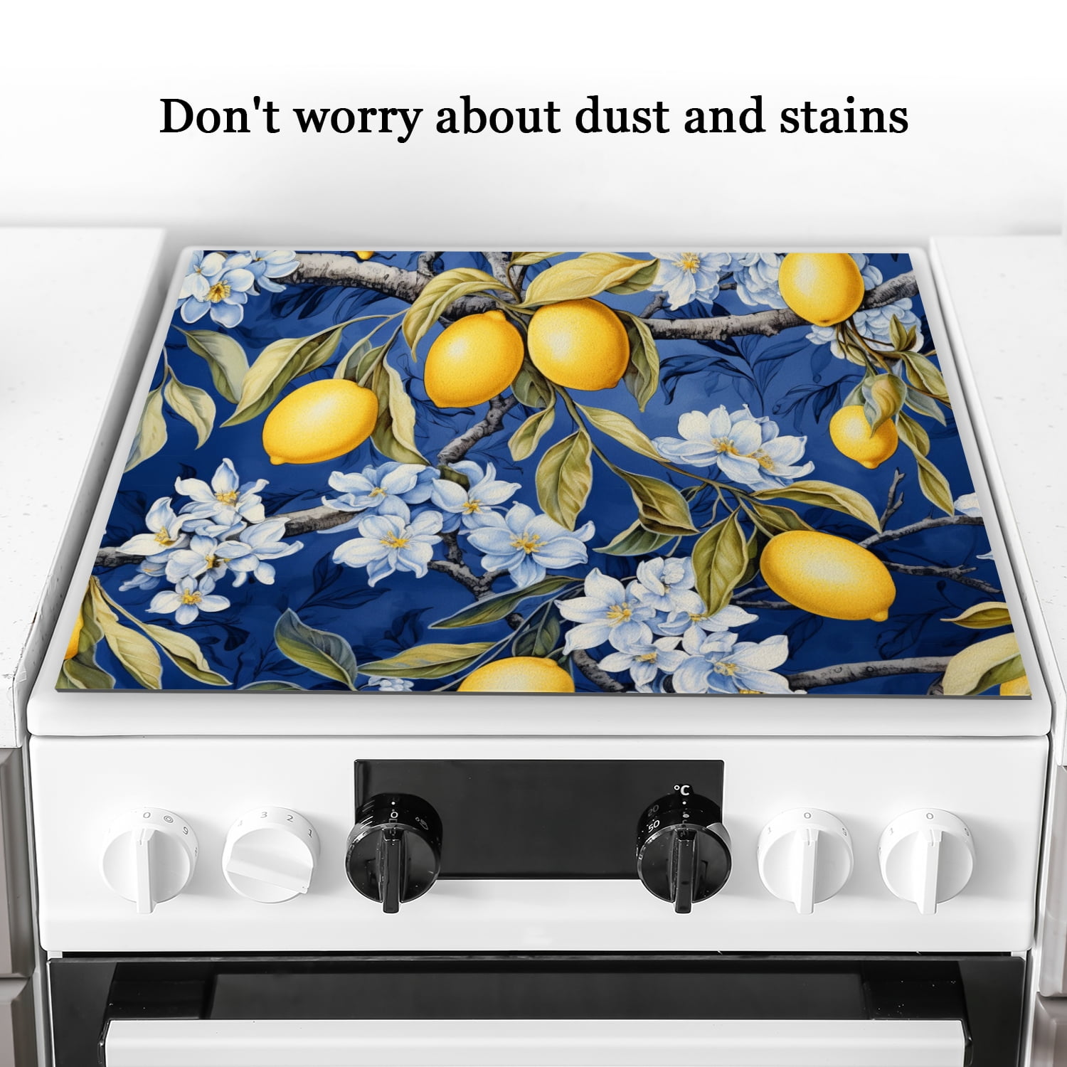Stove Burner Cover, Vintage Lemon Tree, Heat Resistant Ceramic Cooktop Cover, Glass Induction Cooktop Protector mat, Non-slip Foldable Decoration pad for Kitchen RV (28×20 Inch)