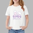 thumbnail image 2 of Piuwrlz 11-12 Years Girls Short T-Shirts Sleeve Teen Graphic Shirts Tops Crew Neck Bow-knot Pullover White Size 11-12 Years, 2 of 7