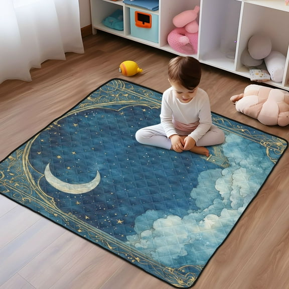 WOBOGO Fantasy Palace Baby Playmats Extra Large Waterproof Rollable Activity Pads for Toddlers 50×50inch