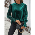 thumbnail image 4 of SOMER Womens Tops Fall Long Sleeve Shirts for Women Velvet Tops Elegant Frilled Neck Velour Woman Blouse Business Work Dressy Blouse Tops, 4 of 7