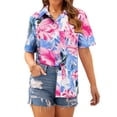 thumbnail image 4 of NFTOEIULA Women Hawaiian Floral Print Oversized Short Sleeve Shirt T-shirt, 4 of 6