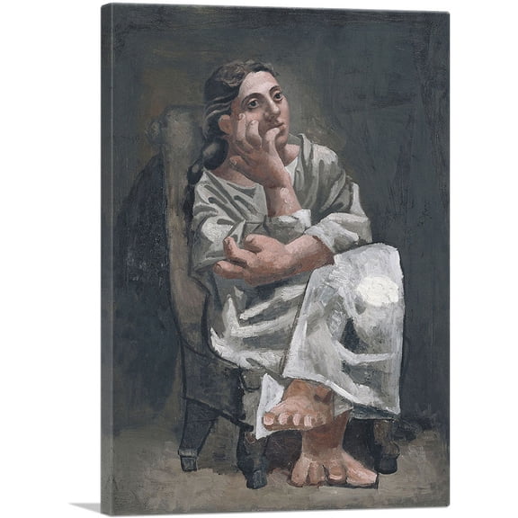 ARTCANVAS Seated Woman 1920 Canvas Art Print by Pablo Picasso - Size: 26" x 18" (0.75" Deep)
