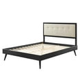 thumbnail image 3 of Platform Bed Frame, Queen Size, Fabric, Wood, Black Beige, Modern Contemporary Urban Design, Bedroom Master Guest Suite, 3 of 10