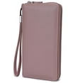 thumbnail image 1 of Cartera Bveyzi de piel con bloqueo RFID para mujer, color rosa oscuro, 1 of 7
