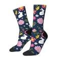 thumbnail image 1 of Balery Floral Rabbit Calcetas Largas con Estampado para Hombre y Mujer – Suaves y Transpirables, Talla Única (US 5-11), 1 of 6