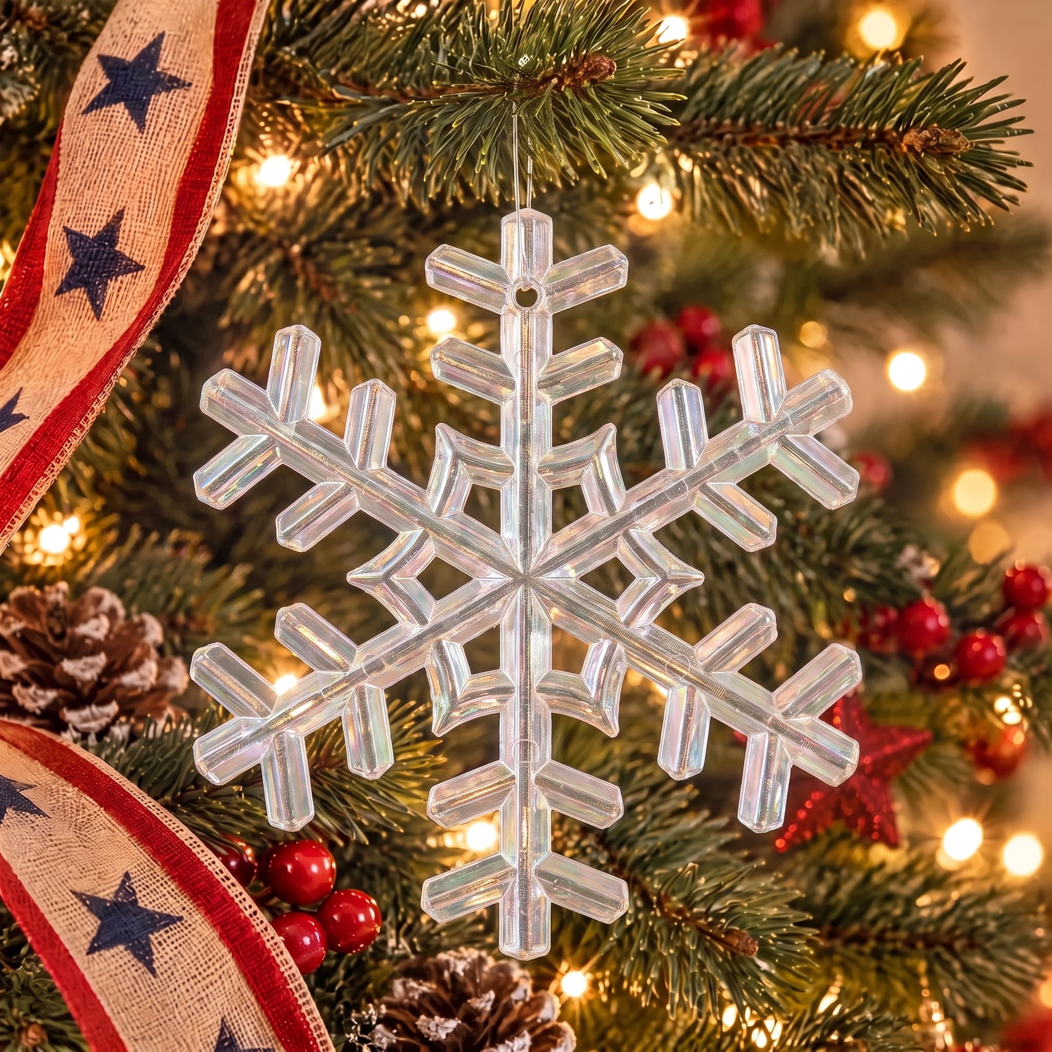 8-Count Iridescent Snowflake Christmas Ornaments, 3.6", by Holiday Time