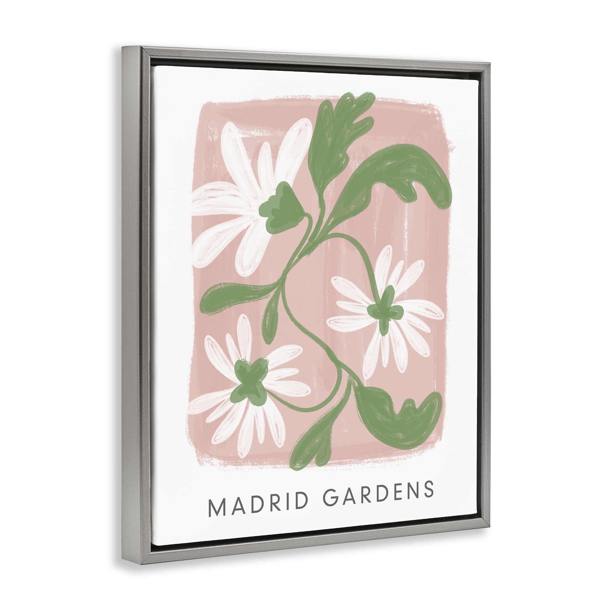 Stupell Industries Madrid Gardens Pastel Blooms Gray Framed Floater Canvas Wall Art, design by Lucille Price