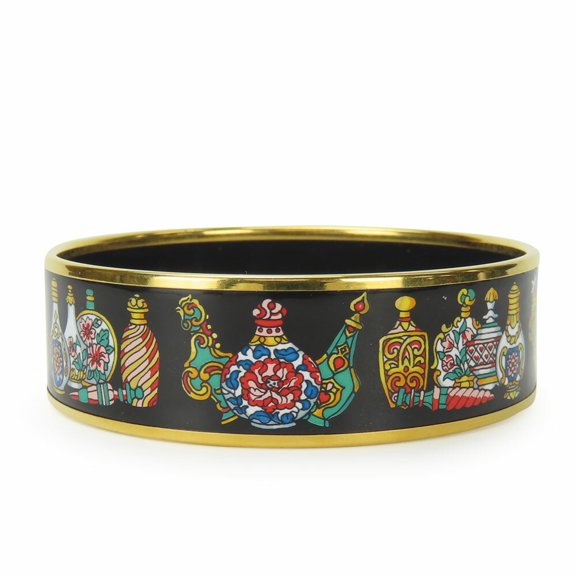 Pre-Owned Hermes Bangle, Enamel, Metal, Cloisonne, Black, Multicolor, Plated, Bottle... (Good)