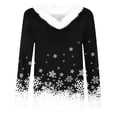 thumbnail image 4 of BLVB Merry Christmas Women's Fall T Shirts Christmas Snowflake Graphic Tee Tops Long Sleeve V Neck Plush Trim Pullover, 4 of 5