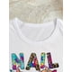 thumbnail image 2 of Nail Letter & Graphic Print T-shirt, Short Sleeve Crew Neck Casual Top For Summer & Spring, Women's Clothing, 2 of 6