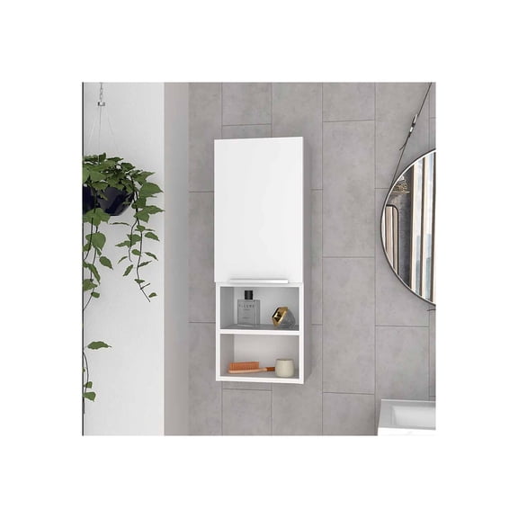 FM FURNITURE Milwaukee Medicine Cabinet, Two Shelves, Single Door Cabinet, Two Interior Shelves