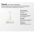 thumbnail image 3 of KOHLER Terret Six-Light Chandelier, English Country Style, Brushed Nickel, White Shades, 6ft Chain, 3 of 3