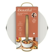 Beautiful 8 Quart Ceramic Non-Stick Stock Pot with Strainer Lid, White Icing by Drew Barrymore