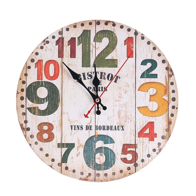 Vintage Circle Dormitorio Sala de estar Número Mute Reloj de pared 30 cm de diámetro (1) Tmvgtek Oficina Multiescena Multifunción