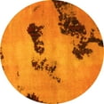 thumbnail image 1 of Ahgly Company Machine Washable Indoor Round Abstract Yellow Modern Area Rugs, 3' Round, 1 of 4