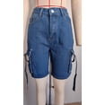thumbnail image 6 of Jeans Cargo Pants Women Vintage Shorts Multiple Pockets Mid Waist Washed Distressed Knee Length Streetwear Short Denims Trousers, 6 of 8