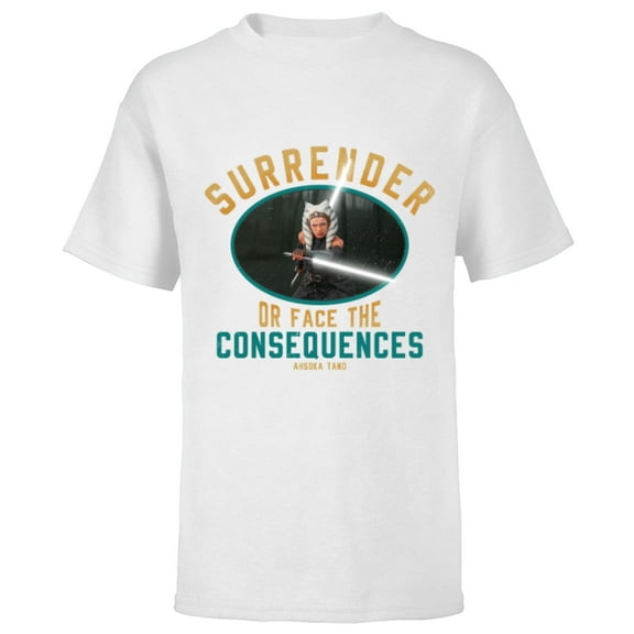 Star Wars The Mandalorian Ahsoka Tano Surrender - Short Sleeve T-Shirt for Kids - Customized-White