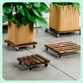 thumbnail image 4 of Plant Caddy With Wheels Heavy Duty Rolling Wooden Plant Stand LBS 360° Lockable Caster Square Base For Large Indoor Outdoor Flower Pots, 4 of 5
