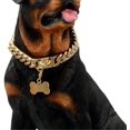thumbnail image 1 of Collar De Estrangulador De Cadena De Perro De Oro, Eslabón Cubano Sólido Fuerte, Resistente A La Masticación Con Diseño Hebilla Segura Y Etiqueta De Identificación En Forma De B En Blanco_re, 1 of 5