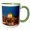Green/White, variant on 3drose, Dome of the Rock at Night Atop the Temple Mount, 11oz Two-tone Green Mug