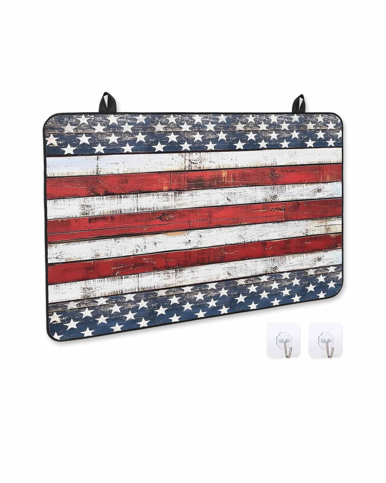 nqOlkjepod Large Induction Cooktop Protector Mat 24"x21", 4th of July Stove Top Covers for Electric Stove, Independence Day Blue Star Red Stripe Stove Burner Cover Mats, Glass Top Stove Cover