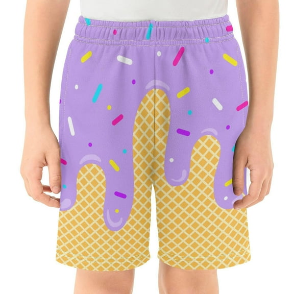 Abcomgle Swimming Trunks for Boys 14-16 Quick Dry Boys Swim Shorts Cute Ice Cream Drip Graphic Little Boys Bathing Suit Summer Hawaiian Athletic Swim Trunks Boys 2-3 Years,Purple