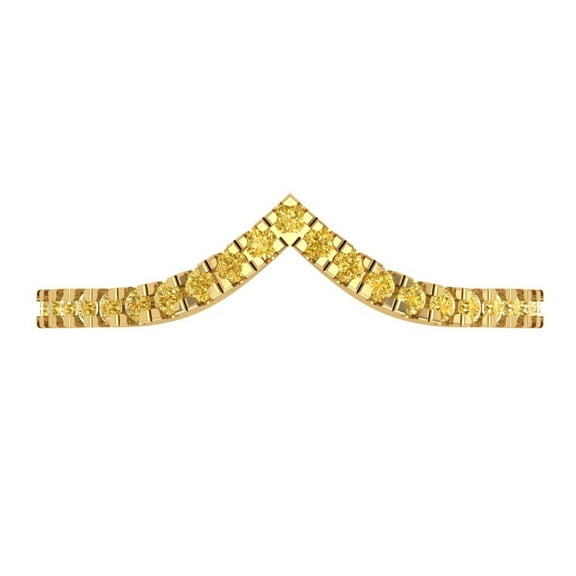 0.1725 ctw Wedding Band for Women - 18K Yellow Gold Natural Citrine Stackable Eternity Ring
