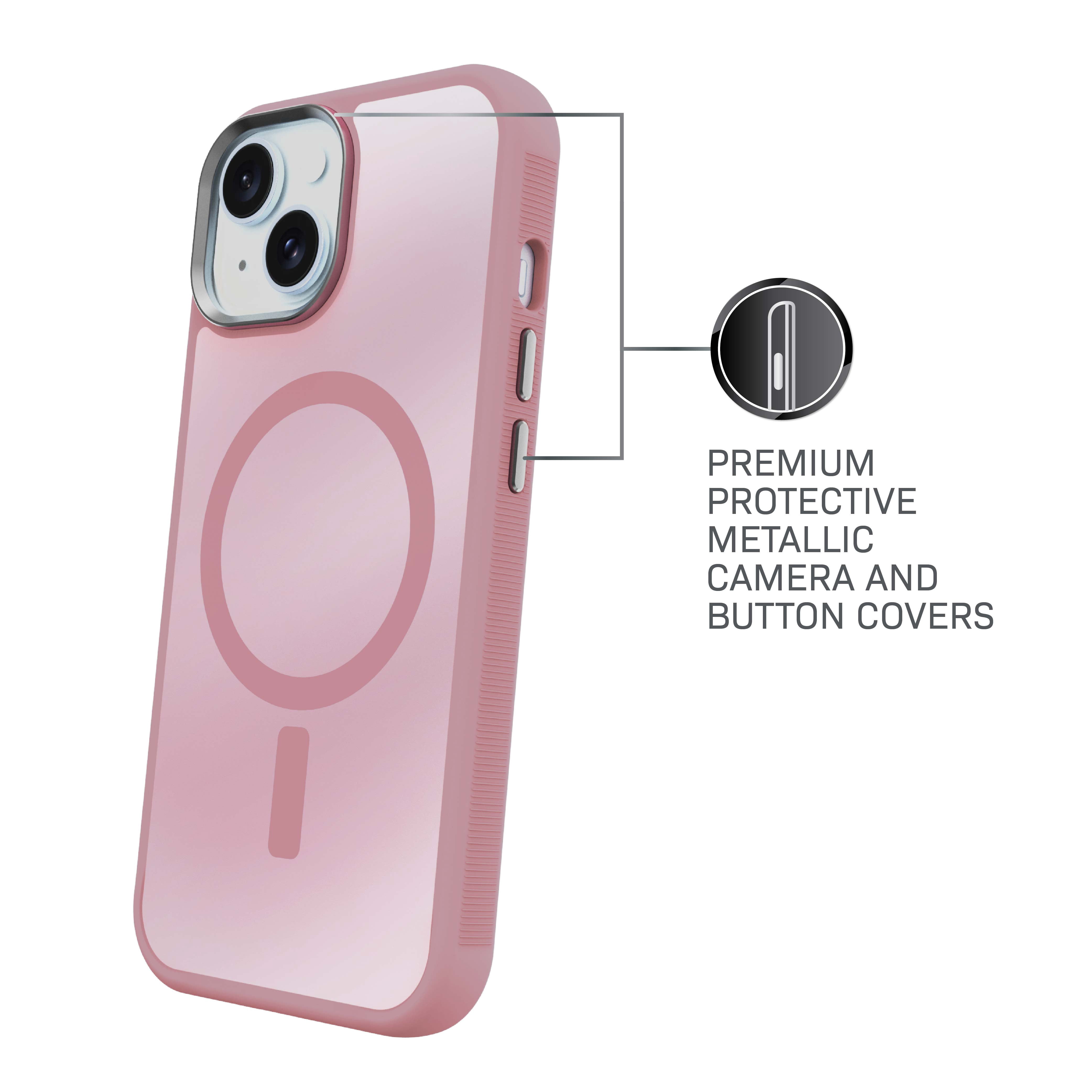 Body Glove Reflector Phone Case for iPhone 17e / 16e / 15 / 14 / 13, MagSafe Compatible - Metallic Rose Gold