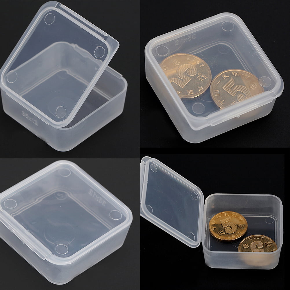 5Pcs Plastic  Clear Transparent With Lid Storage Box Collection Contai' 