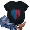 thumbnail image 1 of Lolmot Femme Lndependence Day Élégant Imprimé Col Rond Manches Courtes Top, 1 of 3