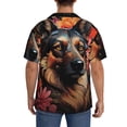 thumbnail image 3 of Lsque Colorful Flower German Shepherd print Men's Cuban Collar Short Sleeve Shirt Summer Beachwear Casual Button Down Fashionable Vacation Leisure Shirt-Large, 3 of 7