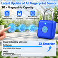 Fingerprint Padlock Smart Locker Lock With App Unlockb Rechargeable ...