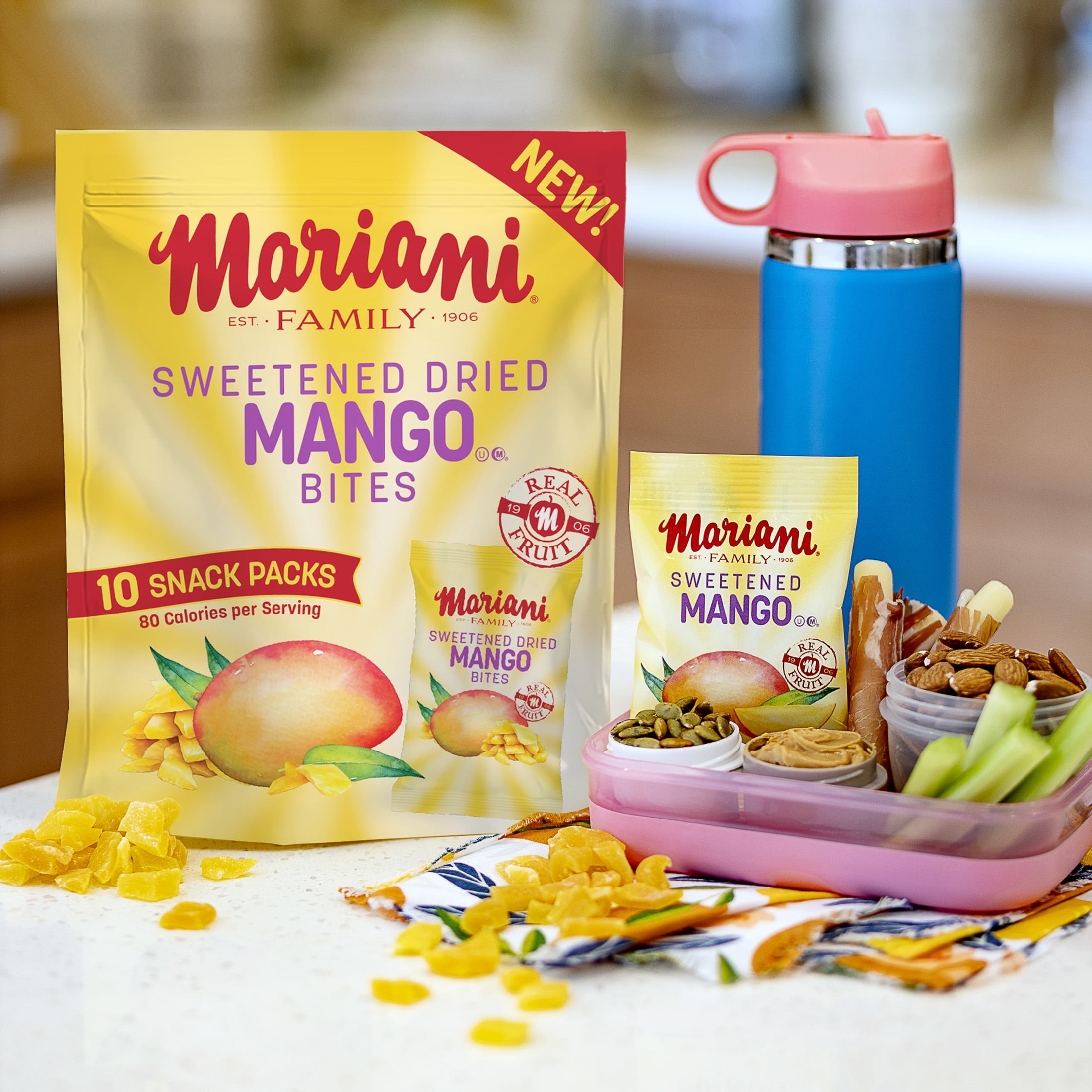 (6 pack) Mariani Sweetened Mango Bites – Dried Fruit Snack Packs