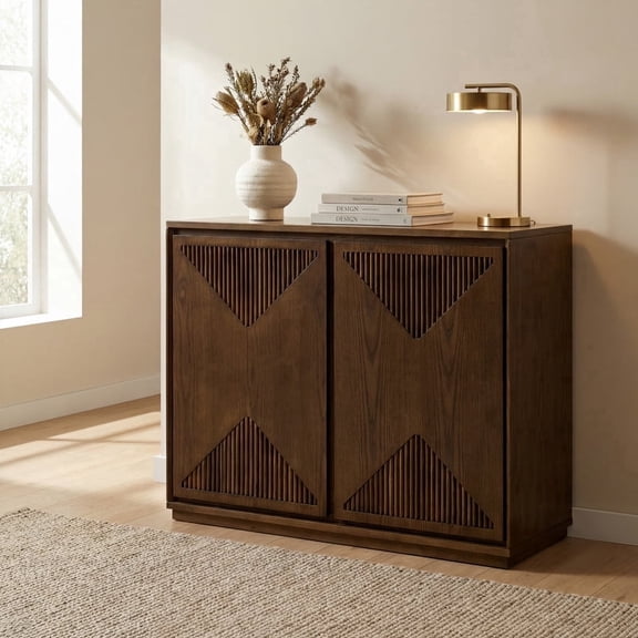 iooHug Accent Cabinet, 2-Door Wood Storage Cabinet with Adjustable Shelves, Modern Sideboard for Living Room, Entryway