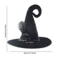 thumbnail image 2 of Halloween Wide Brim Witch Hat con Feather Rose Witch Disfraz de techo versátil para mujeres Masquerada Party, 2 of 7