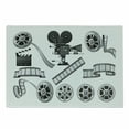 thumbnail image 1 of Movie Theater Cutting Board, Movie Industry Themed Greyscale Illustration of Projector Film Slate and Reel, Decorative Tempered Glass Cutting and Serving Board, Small Size, Grey Black, by Ambesonne, 1 of 1