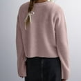 thumbnail image 4 of CILENON Tie Front Cropped Cardigan Sweaters for Women Crew Neck Long Sleeve Knit Bow Tie Trendy Sweater Tops Womens Coats(Pink,S), 4 of 4