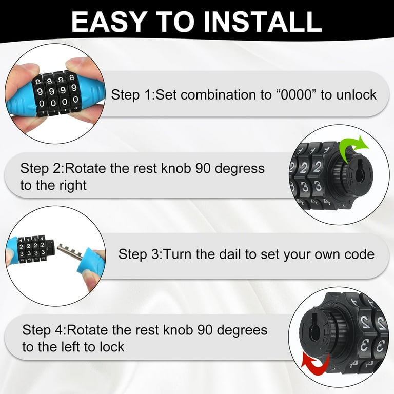 PACK Bike Locks Cable,Anti Theft Bicycle Lock Chain,4 Digit