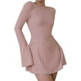 thumbnail image 2 of Gupgi Women Backless Mini Dresses Ribbed Basic Solid Bodycon Slim Dress, 2 of 9