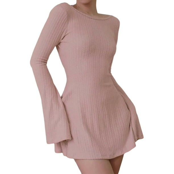 long sleeve tight t shirt dress The Shea Long Sleeve T-Shirt Dress 3  L