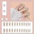 thumbnail image 1 of Fake Nails Medium Length Press Abstract Cute Coffin False Nails with Glue, Stick on Nails Art Manicure Decoration, Glossy Nude Acrylic Nails for Women and Girls 24Pcs(W022), 1 of 2