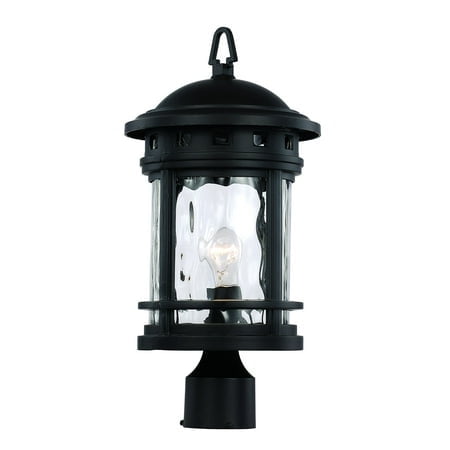Trans Globe Lighting Imports 40373 BK Transitional One Light Postmount Lantern from Boardwalk Collection in Black Finish, 9.00 inches