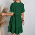 thumbnail image 7 of Women's Summer Empire Waist Dress Smocked Flutter Short Sleeve V Neck Midi Dresses, 7 of 7