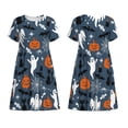 thumbnail image 3 of Bixox Robe d'Été à Manches Courtes pour Femmes Robe Ample Longueur Genou avec Poches-Halloween, 3 of 7