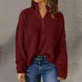 thumbnail image 2 of Wdgfv Womens Pullover Sweater Women's Knit Long Sleeve Quarter Zip Turtleneck Pullover Sweater Soft Comfortable Casual Winter Warm Top, 2 of 6