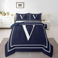 thumbnail image 2 of Erosebridal Initial Letter V Bedding Twin Comforter Set, Vintage Geometric Duvet Insert, Teens Adult Reversible Comforters & Duvets, Lightweight Room Decorative, 2pcs, 2 of 8