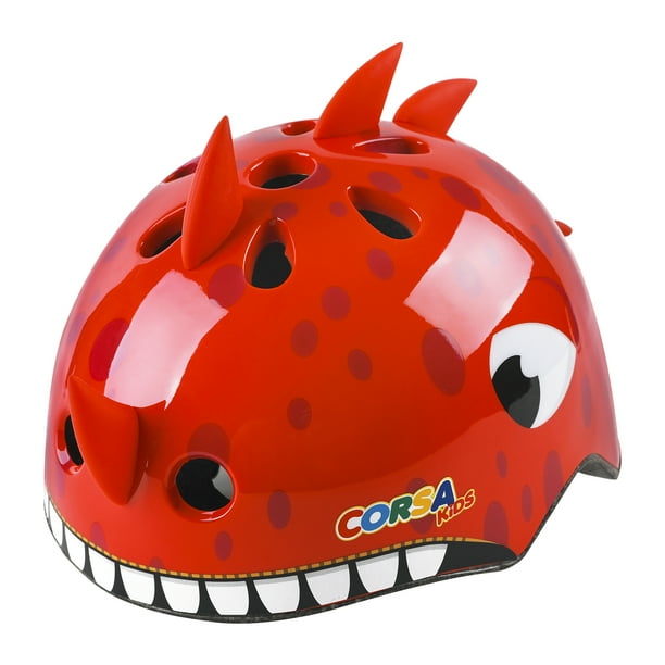 Atphfety Kids Bike Helmet with 3D Dinosaur Design for Toddler Infant,Red,1+(5054cm)